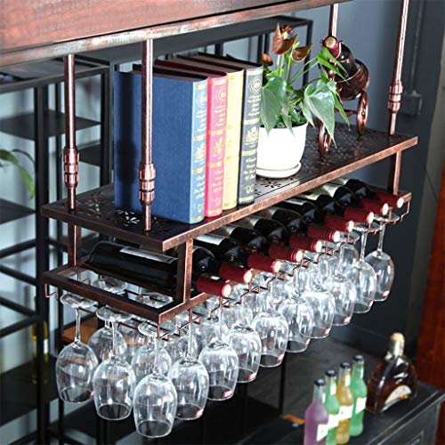PIBM Retro European Wrought Iron Wine Rack Bar Double Wall Hanging Wine Cabinet Wine Wine Display Rack Rack Fashion Creative Wine Glass Rack J111