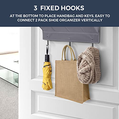 STO STO Over the Door Shoe Organizer, 2 Pack Hanging Shoe Organizer for Closet with 8 Large and 4 Extra Large Deep Pockets, Hanging Shoe Rack for