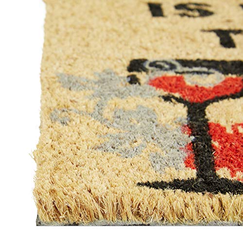 Relaxdays "Home Is Where the Wine Is" Doormat Coir Floor Mat 40 x 60 cm with Anti-Slip PVC Underside, Coconut Fibre Wine-Lovers Welcome Mat, Natu