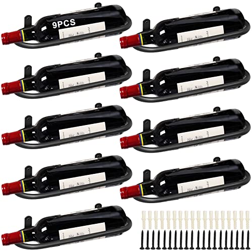 KHayRovies Set of 12 Metal Wine Rack Wall Mounted,Hanging Red Wine Shelf Champagne Bottle Rack Cabinet Organizer,Iron Liquor Bottle Display Holde