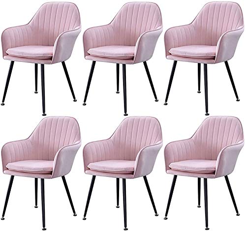 Modern Kitchen Dining Room Chairs Dining Chairs Set Of 6,Velvet Upholstered Kitchen Armchair with Sturdy Metal Legs Kitchen Living Room Lounge Co