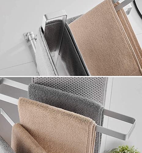 Towel Rack Rotatable Telescopic Hand Towel Holder 3 Arms Aluminium Look Towel Rail,Wall-Mounted Bathroom Kitchen(Color:Silver)