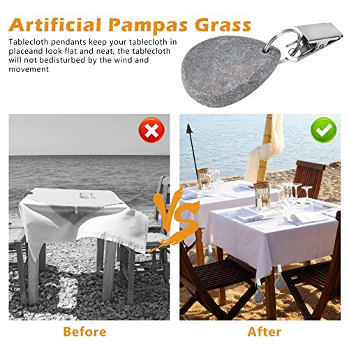 KAIAIWLUO Marble Tablecloth Weights,4 PCS Heavy Duty Table Cloth Weights with Stainless Steel Clip Picnic Table Clips Table Cover Weights for Pic