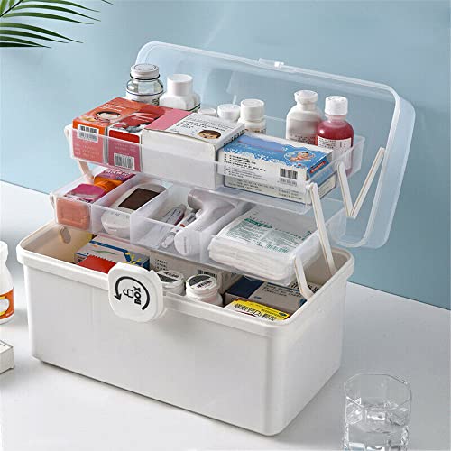 LIKEUDO 34 x 19 x 21.5 cm White 3 Layer First Aid Medicine Storage Box Family Medicine Organizer Emergency Medicine Organizer