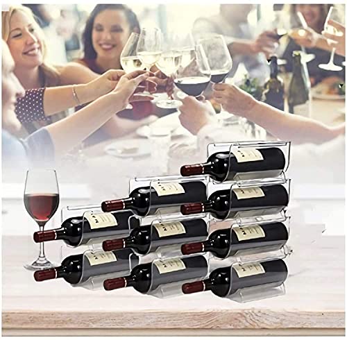MSYU Plastic Free-Standing Water Bottle and Wine Rack Storage Organizer for Kitchen Countertops, Table Top, Pantry, Fridge - Stackable, Each Rack
