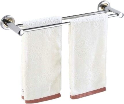 Bathroom Towel Bar Stainless Steel Double Wall Hanging Towel Rack Towel Hanging Towels Balcony Kitchen Bathroom Shelf Tower Hanger/50Cm