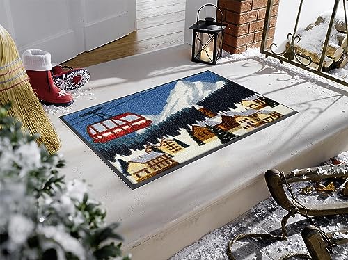 wash+dry Alpine Mood Doormat 50 x 75 cm Washable for Indoor and Outdoor Use