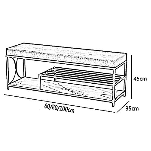 Shoe Rack Shoe Changing Stool Velvet seat Double Convenient Storage Design Metal Bedroom Bed end Stool (Color : Green, Size : 60cm/23.6in)