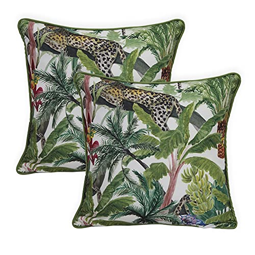 Gardenwize - Pack of 2 Outdoor Scatter Cushions, Garden Furniture Cushions - Covers & Pillows (Gold Palm)