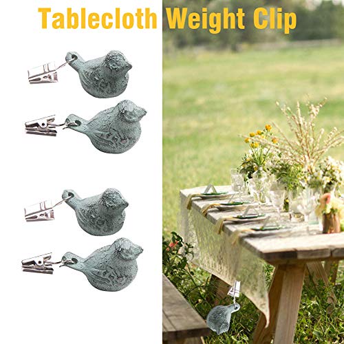 MOVKZACV 4 Pieces Tablecloth Weights Clips, Iron Antique Bird Pendant Tablecloth Clip Weights, Table Cloth Weights Clip On Heavy For Outdoor Tabl