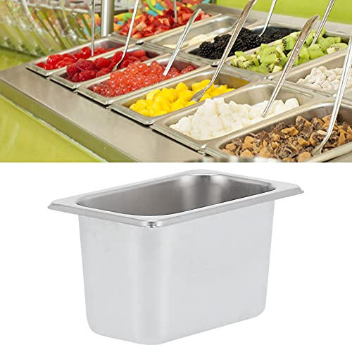 3.94inch Basin Food Bowl,Stainless Steel Deep Buffet Basin Insulation Counter Basin, Washing-up Bowl Multi-purpose Dish Tub for Kitchen Canteen