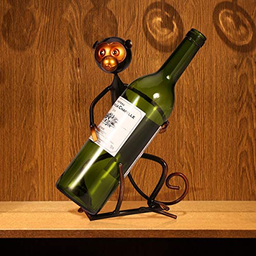 PIBM Stylish Simplicity Metal Monkey Shape Wine Wine Rack Home Desktop Porch Decoration Bar Restaurant Decoration Retro Old Craft Creative Person