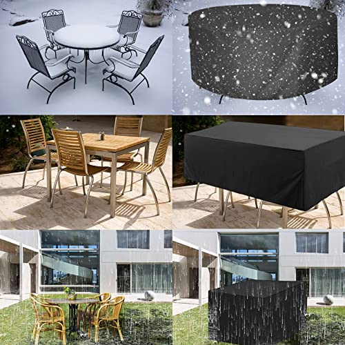 Large Rectangular Garden Table Covers Patio Furniture Covers Waterproof Black 213×132×74 CM Outdoor Table Cover Garden Lawn Rain Snow Chair Cover