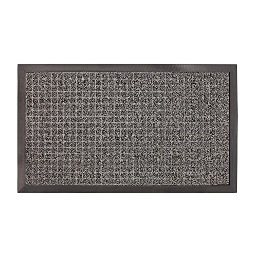 JVL Patterned Dirt Stopper Scraper Square Design Entrance Door Mat, Grey, 45 x 75 cm