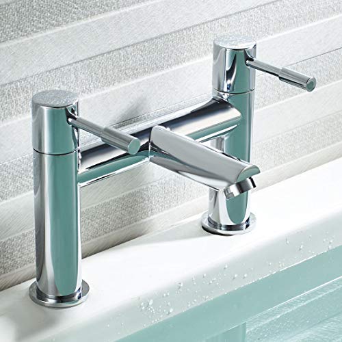 Luckyhome Bath Mixer Tap,Bathroom Double Lever Bath Tub Filler Mixer Tap Solid Brass Fitting