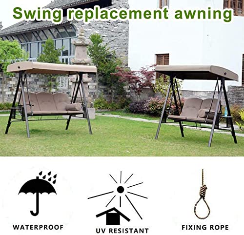 Garden Swing Seat Canopy Replacement, Swing Canopy Cover 3 Seater, Waterproof Swing Chair Top Cover Roof Sun Shade Sun Lounger for Outdoor, UV Re