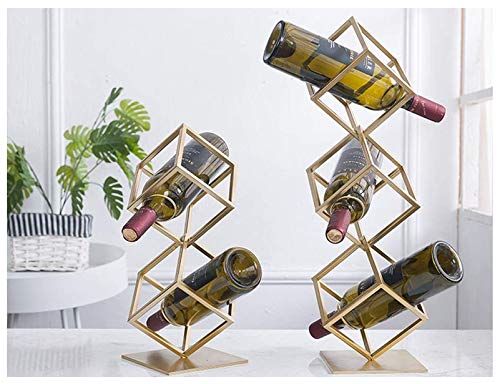 KEppd Creative Tabletop Wine Racks, Geometry Structure Freestanding Wine Racks & Cabinets, Iron Spiral Bottles Holder, Themed Gifts for Women