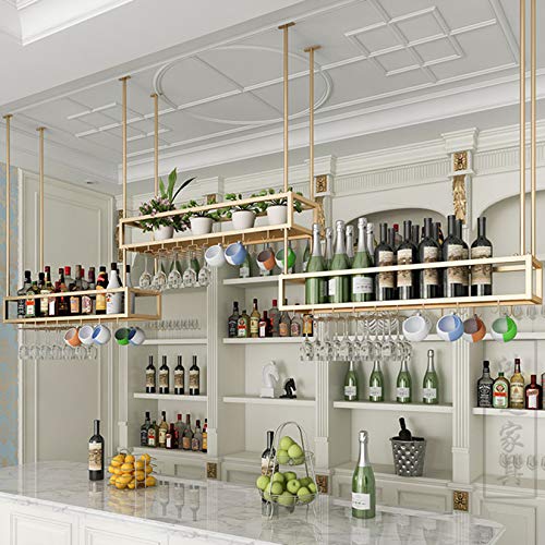 KEppd Wine Rack Wall Mounted - 3 Packs Wine Glass Holder, Ceiling Hanging Wine Bottle Holder, Simple Style Ceiling Decoration Shelf for Bars, Res