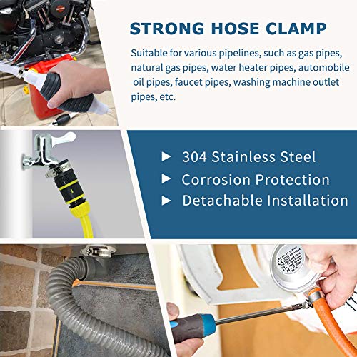 InduSKY 30Pcs Hose Clips 6-51mm Range Adjustable, 304 Stainless Steel Jubilee Clips Assorted Hose Clamps Pipe Clips Kit (6-12mm, 10-16mm, 13-19mm