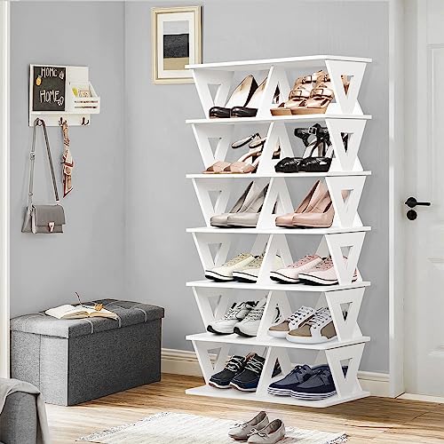Nisorpa 7 Tier Tall Narrow Shoe Rack For Entryway Vertical Shoe Rack Organizer For Small Spaces Garage Shoe Shelf For Narrow Spaces Shoe Holder S