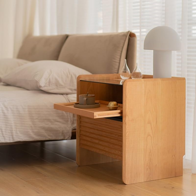 WALNUT Large Storage Space Nightstand Vintage Bedside Cabinet Japanese Storage Locker