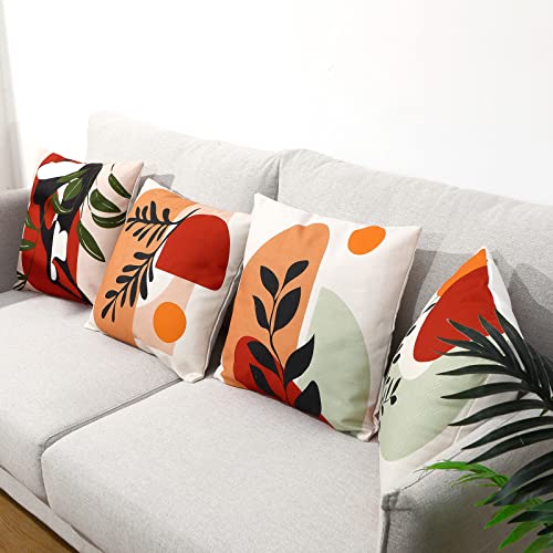 Homodeco Set of 4 Outdoor Cushion Covers Waterproof 45 x 45 cm, Decorative Outdoor Waterproof Cushion Breathable Retro Letter for Patio Garden Fa