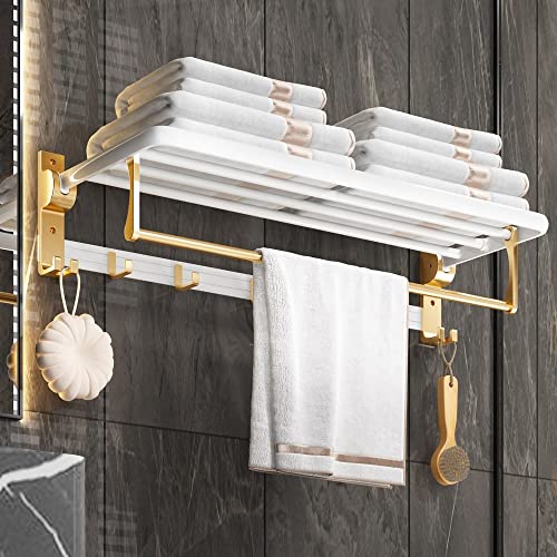 HIGOH Towel Racks, Bathroom Towel Rack Wall Mounted Towel Holder,Bathroom Towel Rack Holder,Shower Organizer Hanger,Wall Fold Hook Bath Aluminum