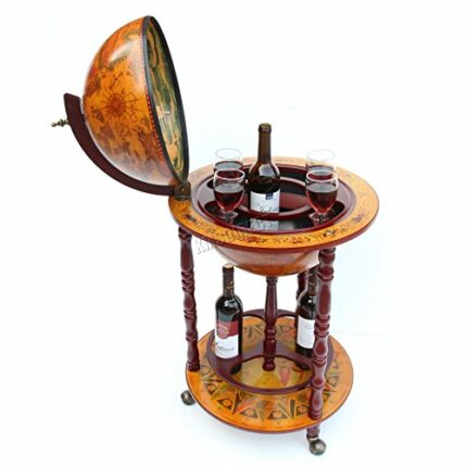 WestWood Vintage Globe Shaped Mini Bar | Drinks Cabinet Whisky Wine Spirits Cabinet | Decanter Storage | Alcohol Host Trolley | Ancient World Map