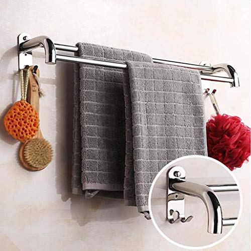 EYHLKM Bathroom Double Towel Bar Shelf Stainless Steel Rail Bath Shower Organization Suction Cup Robe