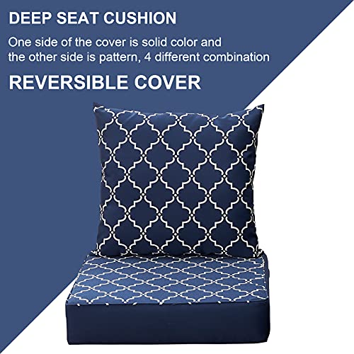 Nigoone Outdoor Cushions Set for Patio Furniture, 24×24 Deep Seat and Back Cushions, Replacement Patio Chair Cushions with All Weather Removable