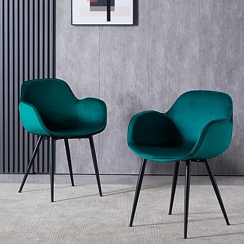 LeChamp Set of 2 Velvet Dining Chair Occasional Armchair with Armrests & Backrest Leisure Chair for Kitchen Lounge Bedroom Living Room Accent Tub