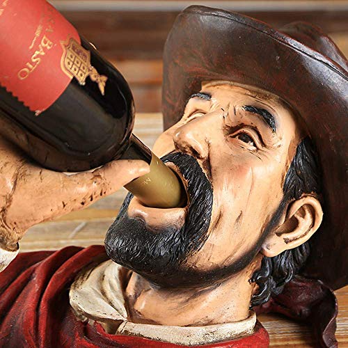 Stylish Simplicity Wine Racks Free Standing Resin Wine Bottle Holder,Home Retro Decoration Ornaments,Cowboy Statue Decoration,Suitable for Living