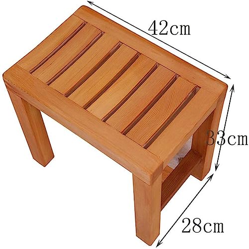 LUKEO Small stool- Shower Stool Home Foot Washing Bathing Take A Shower Solid Wood Bathroom Sauna Bedroom