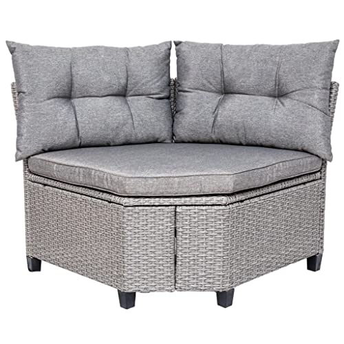 TJLSS 4-piece Resin Wicker Patio With Round Table, Gray Cushion Furniture Set Sofa-type Garden Pool Balcony