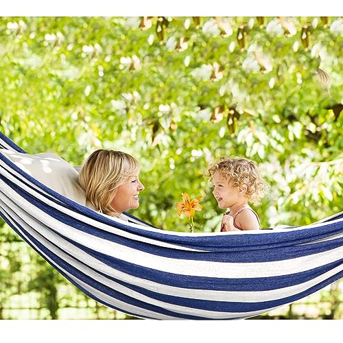 Chihee Cotton Hammock Large Soft Breathable Camping Hammock Holds Up to 660lbs Portable Tree Hammock with Detachable Spreader Bar Pillow 2 Strong
