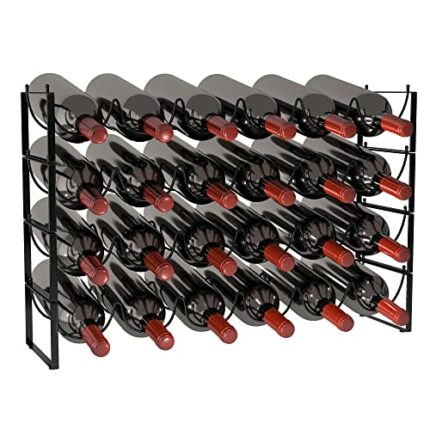 TONLEA 4 Tier Wine Rack, 3-in-1 36 Bottles Wine Storage, Wine Bottle Rack Stackable, Wine Storage Rack for Cabinet Pantry(Dark Black, Version 3.0