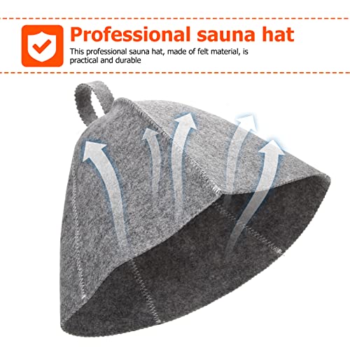 Original Wool Sauna Hat for Women and Men 2 Pack 100% Natural Felt Sauna Accessories (Grey)
