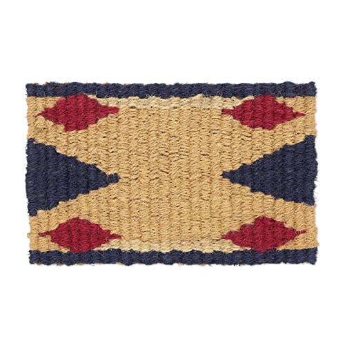 Relaxdays Jute Doormat, 60x40 cm, Durable, Handwoven, Mat for Indoor & Outdoor Use, Diamond Pattern, Brown/Cream, Design F