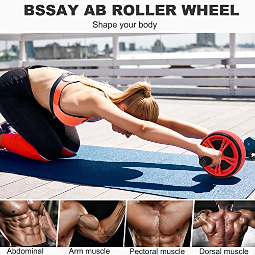Bssay Ab Roller Wheel, Abs Workout Equipment for Abdominal & Core Strength Training, Exercise Wheels for Home Gym Fitness, Wider Ab Machine with