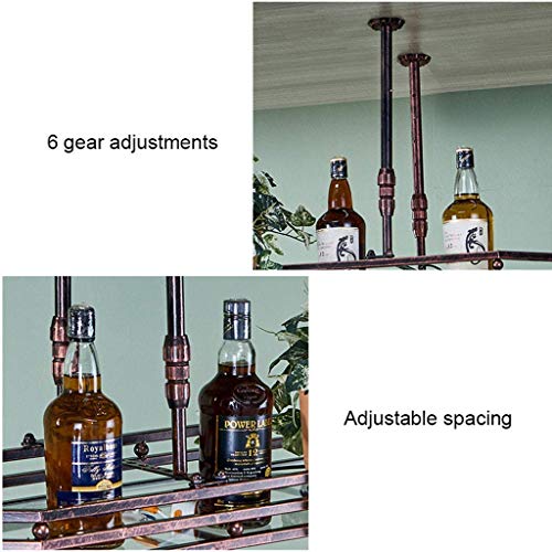 EYLINK Wine Racks,Household Wine Shelf Cup Holder- Adjustable Height Ceiling Mounted Hanging Wine Bottle Holder Metal Wine Glass Rack Goblet Stem