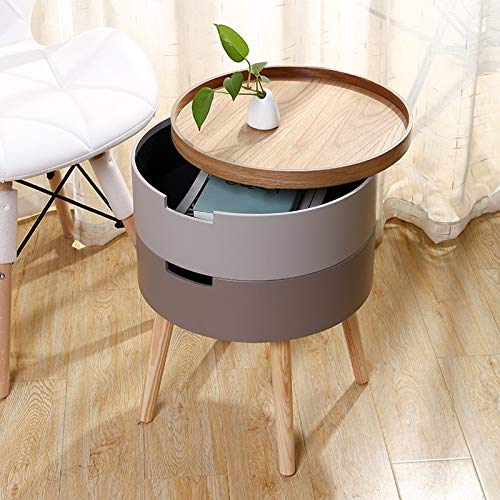 JYDQM Bedroom Small Simple Bedside Table Round Bedside Table, Side Table Double Drawer Bedside Table
