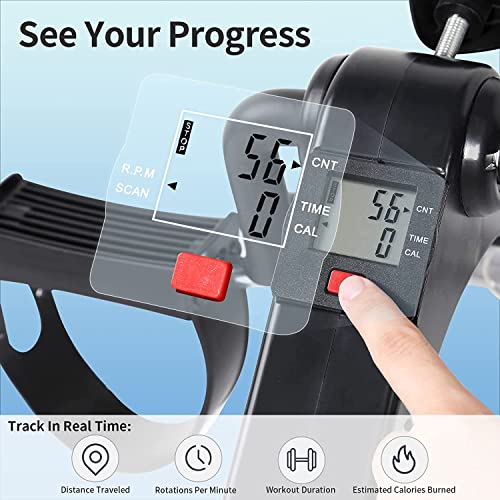 EVOLAND Pedal Exerciser Bike, Portable Home Fitness Mini Exercise Bike, Arm Leg Folding Exerciser Fitness Cycling with LCD Monitor and Adjustable