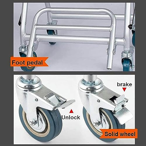 CNAOHGHN Toilet Chair with Wheels, Toilet Chair, Bathroom Tub, U-Shaped Padded Stool, Folding Armrest Pedal and Lockable Wheels, Transport Wheel