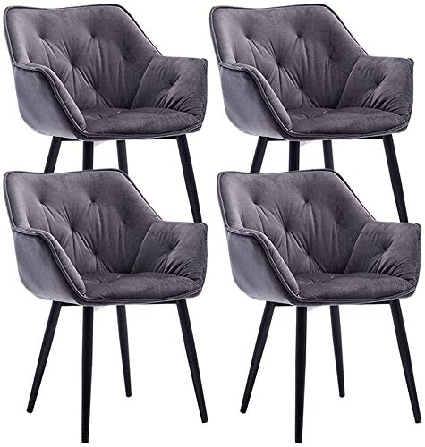 Modern Kitchen Dining Room Chairs Velvet Dining Chairs Set Of 4 Cozy Cushioned Seat Metal Non-Slip Feet Kitchen Chair Living Room Bedroom Makeup