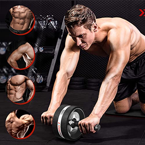 EnterSports Ab Rollers Wheel Kit, Exercise Wheel Core Strength Training Abdominal Roller Set with Push Up Bars, Resistance Bands, Knee Mat Home G