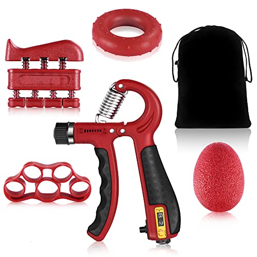 Gonex Hand Grip Strengthener with Counter, Forearm Trainer Workout Kit (5Pack), Adjustable Resistance Grip Strength Trainer, Finger Exerciser/Str