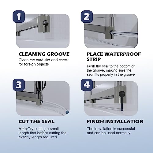 HNNHOME Transparent Folding Glass Bath Shower Screen Door Seal Strip 1 Meter