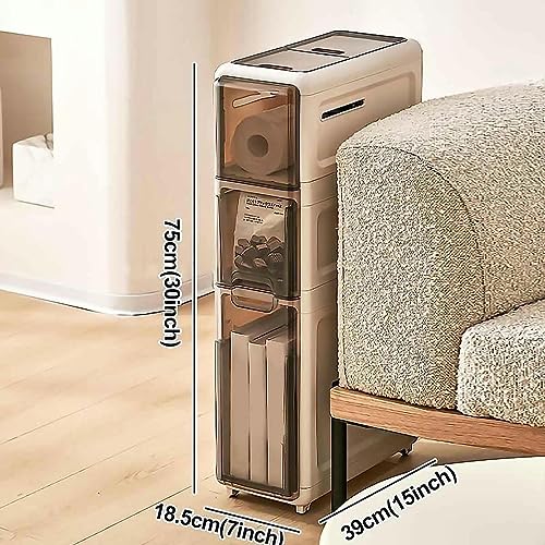 OPSREY 2/3/4-Drawer Mobile Storage Cabinet, Small Bathroom Storage Cabinet for Small Spaces, Over The Slim Toilet Paper Storage Cabinet for Skinn