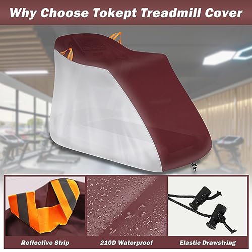 Tokept Treadmill Cover, Heavy Duty 600D Oxford Fabric Waterproof Treadmill Full Cover, Indoor Outdoor Universal Sports Fitness Equipment Treadmil