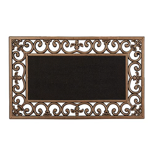 Relaxdays Antique Style Retro Look Metallic Doormat Rubber, 75x 45 cm, Door Mat Inside & Outside, Non-Slip, Silver